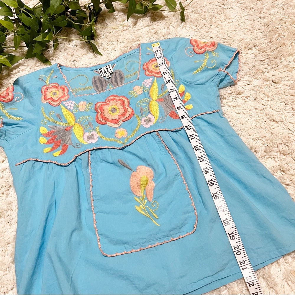 Sister Mary cotton embroidered floral Womans top Size XS - Picture 7 of 11